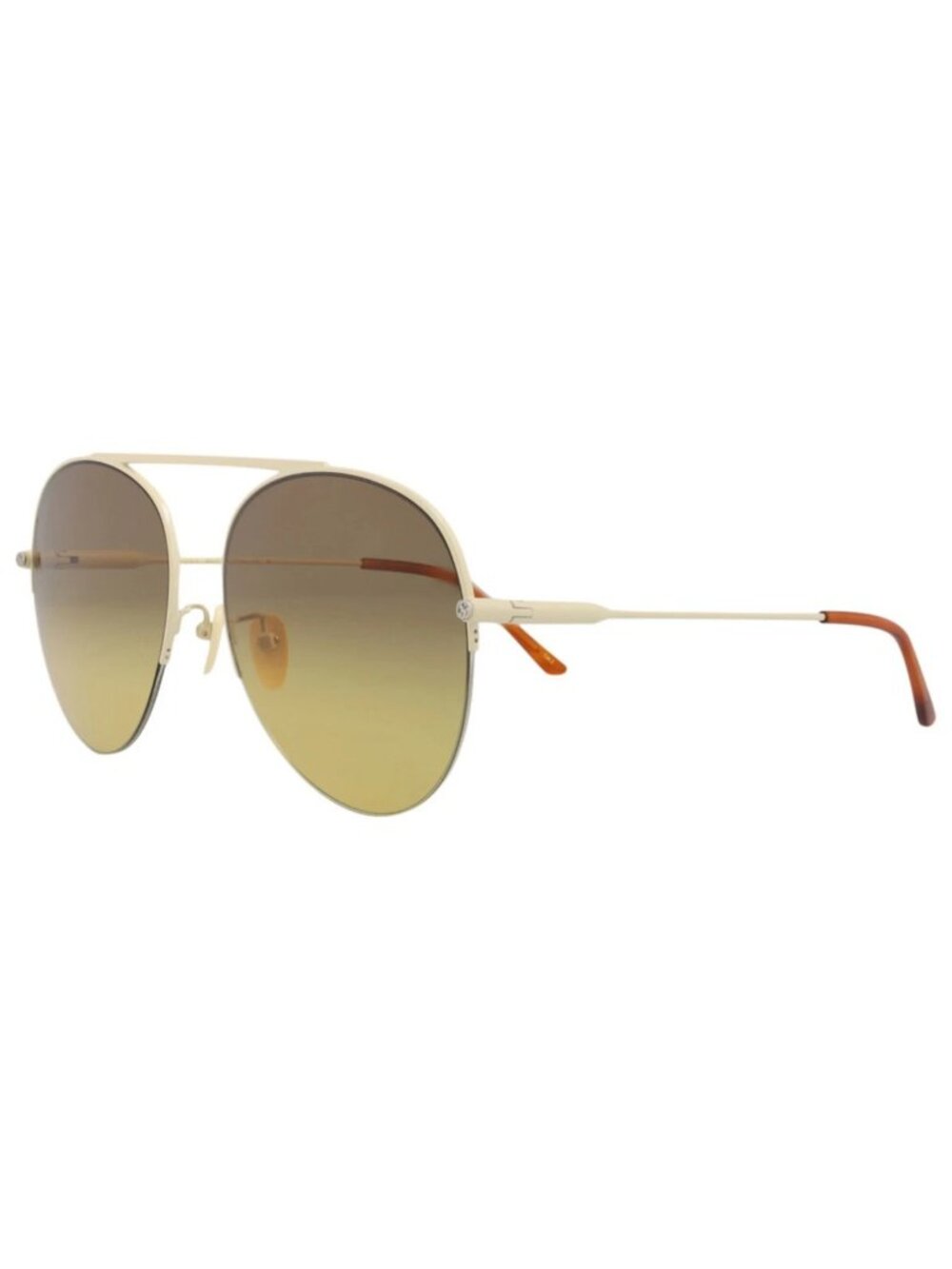 New Gucci Women's Sunglasses Aviator Metal Frame Ivory Ivory Brown